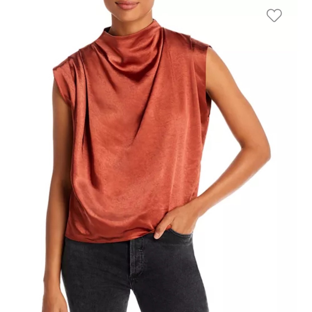 Line & Dot Draped Mock Neck Top